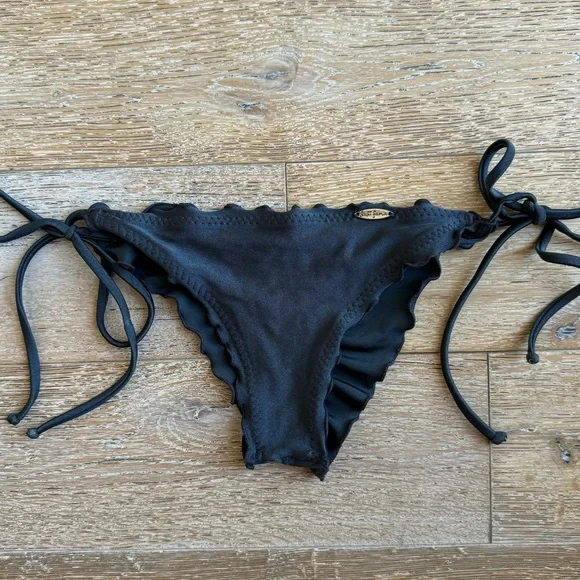 Luli Fama Wavy Ruched Back Tie Side Bikini Bottom - Picture 1 of 8